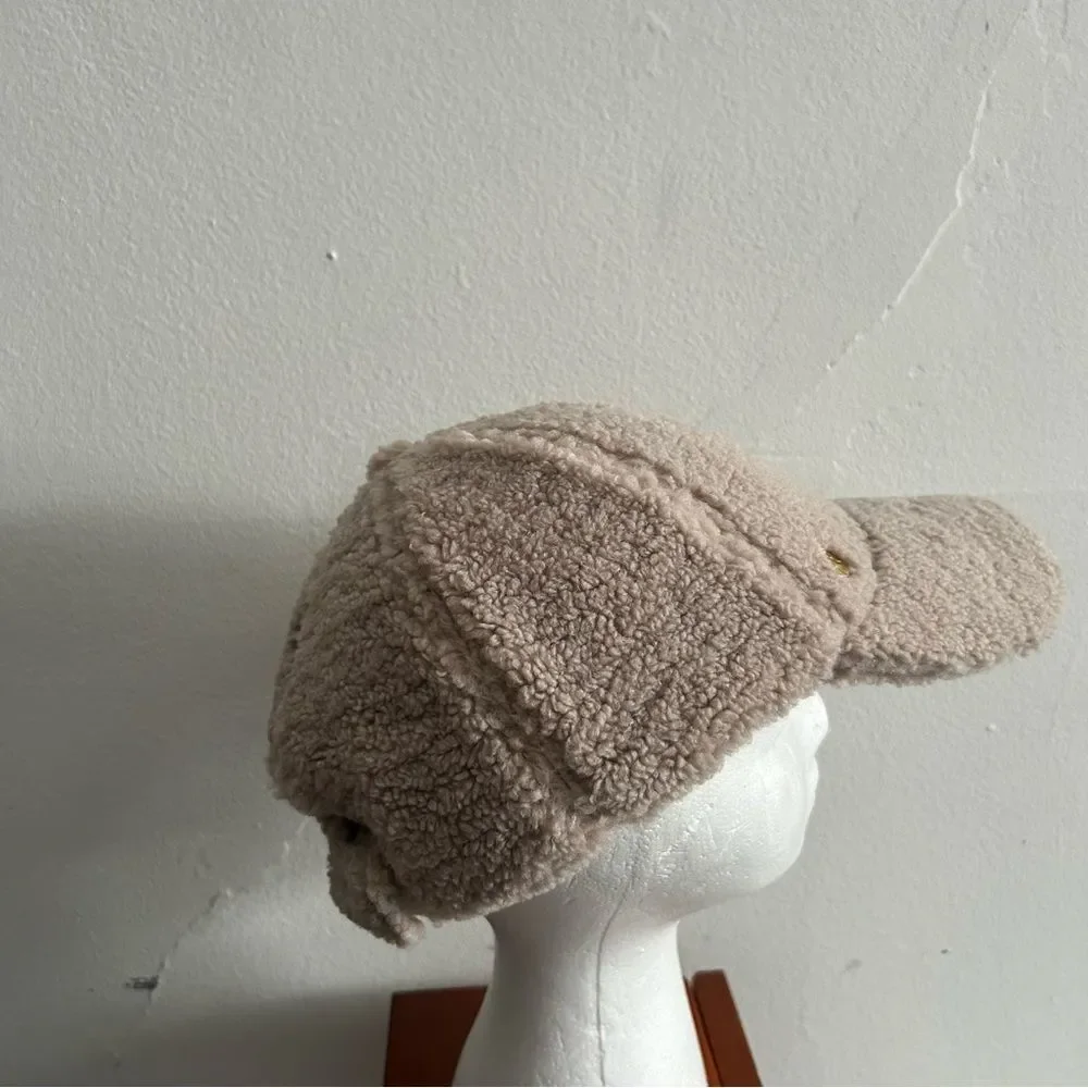 BCBGeneration Sherpa Teddy Faux Fur Baseball Cap Hat One Size